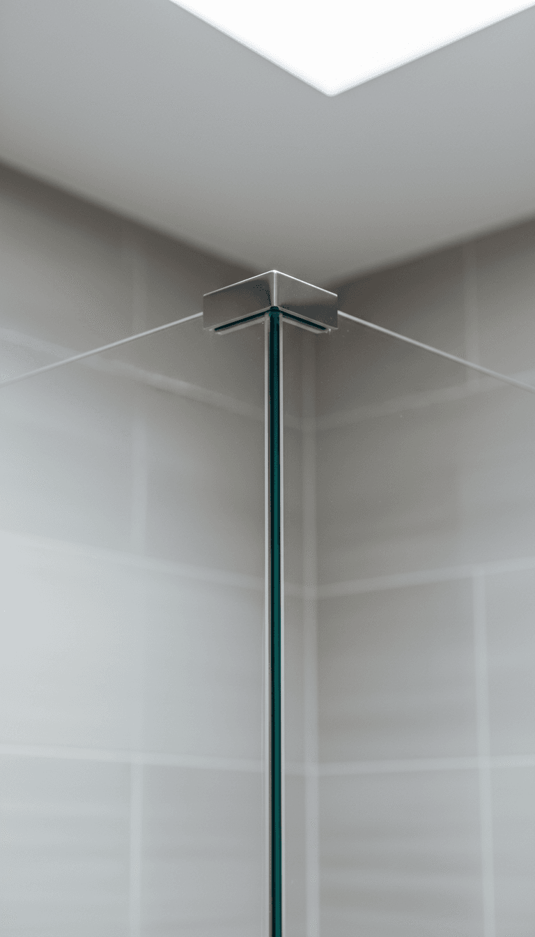 Custom shower glass corner installation detail