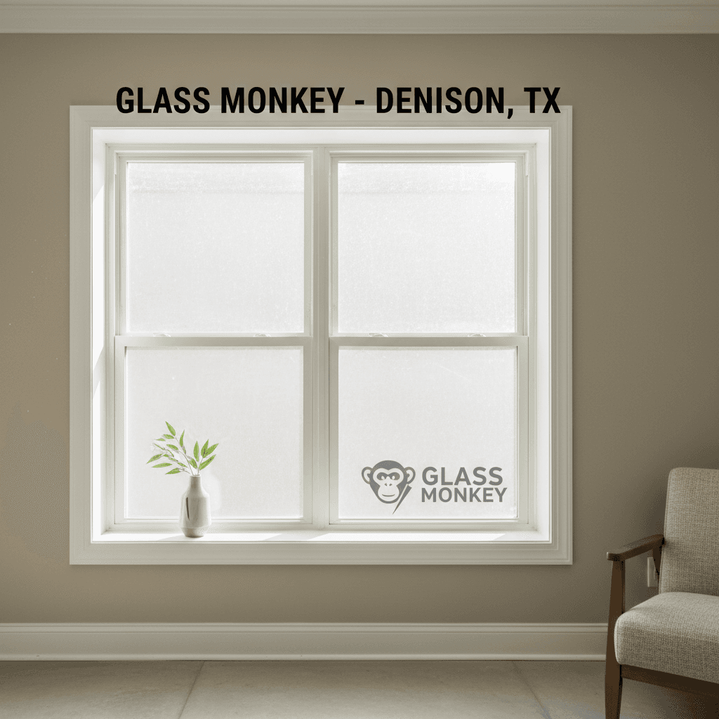 Double-hung window with clear glass and precise trim in a bright, modern interior